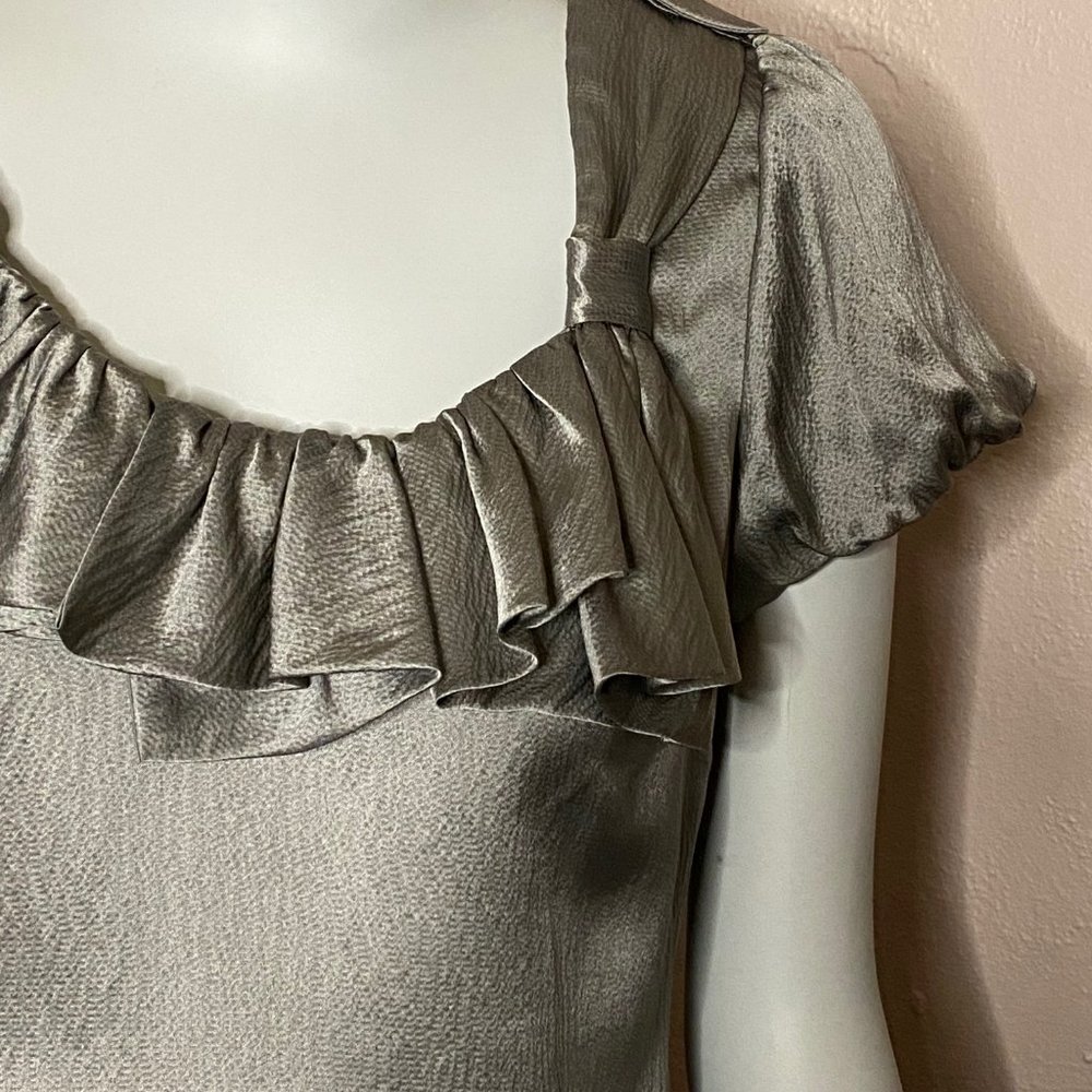 SILK BLOUSE IN SILVER Ann Taylor size M